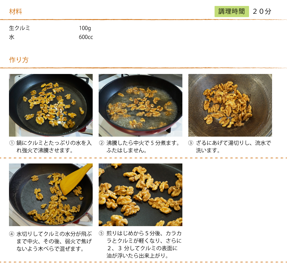 ≪レシピ≫くるみの渋抜き